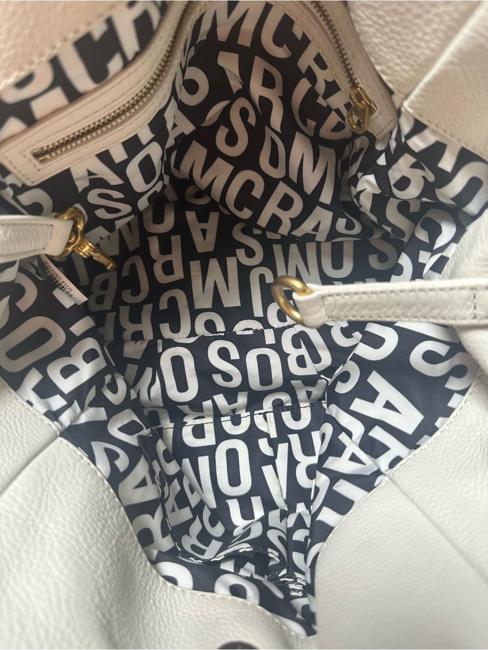 Marc by Marc Jacobs Classic Q Fran White Pebbled Leather with Gold Hardware Hobo - Picture 9 of 13